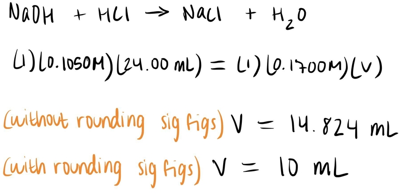 What volume of 0.1700 M NaOH is required to titrate 24.00 mL of 0.1050 M HCI?​-example-1