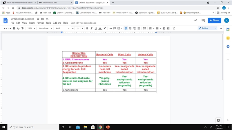 What are three similarities between animal cells and bacterial cells?-example-1