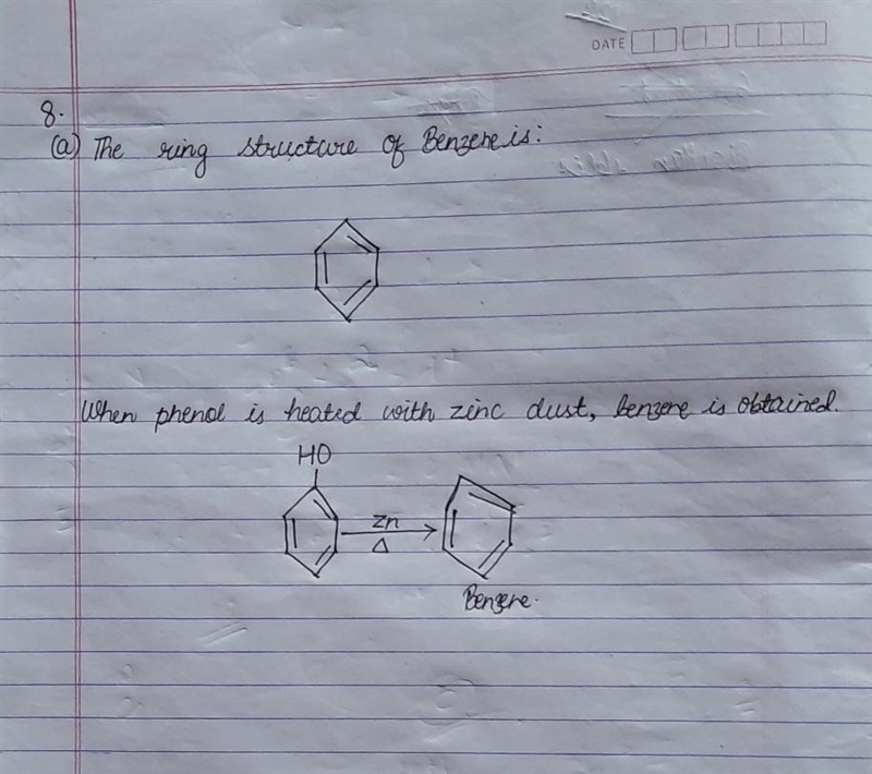 8. Benzene is an aromatic hydrocarbon with molecular formula C6H6. a) Draw the ring-example-1