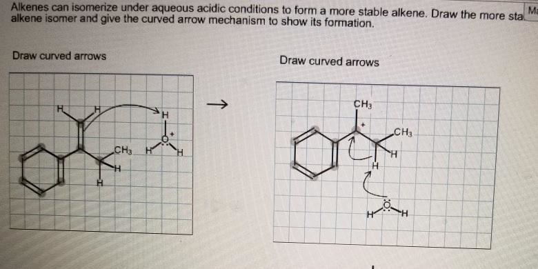 Alkenes can isomerize under aqueous acidic conditions to form a more stable alkene-example-1