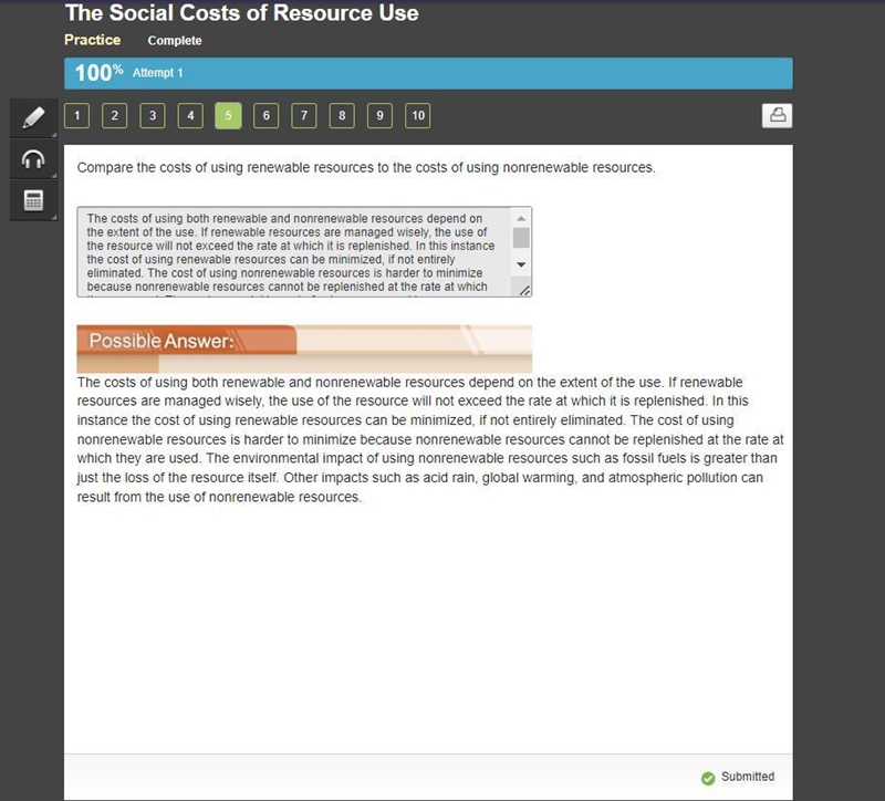 Compare the costs of using renewable resources to the costs of using nonrenewable-example-1