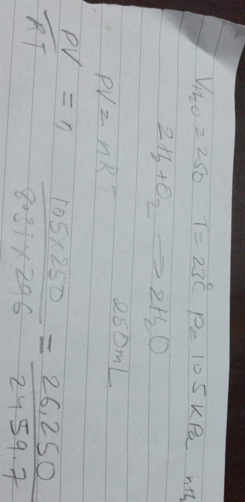 250 mL of water is collected during a combustion reaction. The temperature in the-example-1