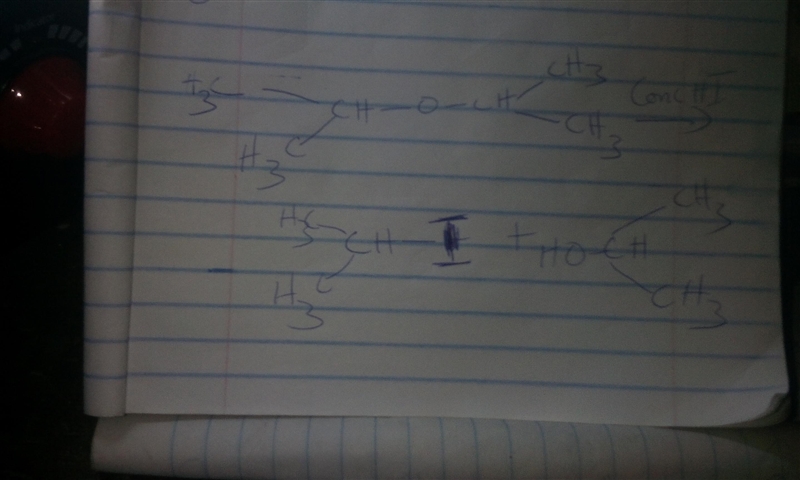 Diisopropyl ether reacts with concentrated aqueous HI to form two initial organic-example-1