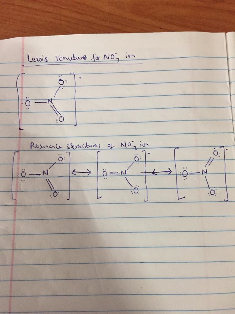 Discuss the nature of the bonding in the nitrate ion ( ) NO32 .Draw the possible Lewis-example-1