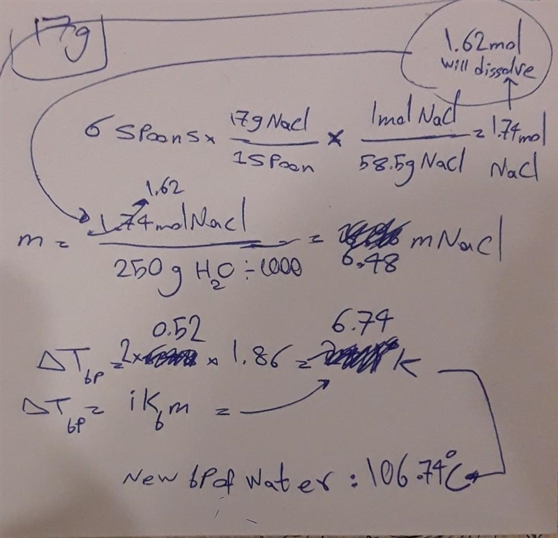 What is the boiling point of 1 cup of water with 6 tablespoons of salt?​-example-1