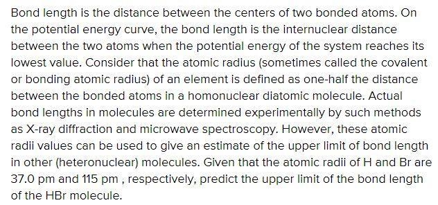 Bond length is the distance between the centers of two bonded atoms. On the potential-example-1