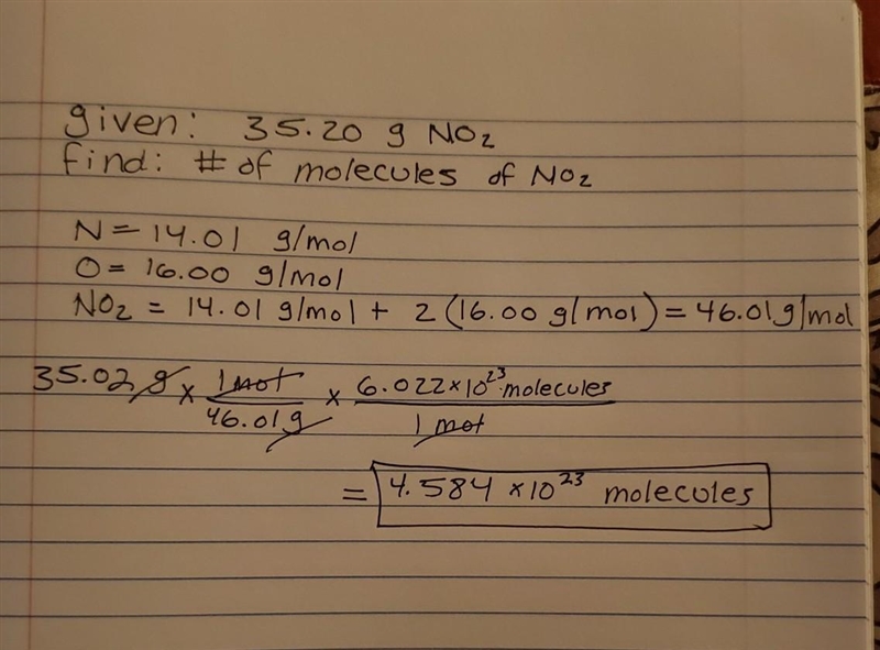 Find the number of molecules in 35.20 g of nitrogen dioxide-example-1