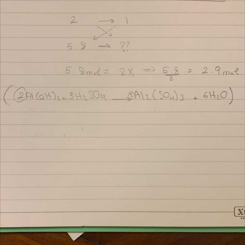 Based on the equation below, how many moles of aluminum sulfate (Al2(SO4)3) will be-example-1