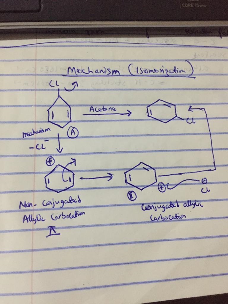 Molecule A undergoes isomerization to molecule B in acetone. Using curved arrows, showing-example-2