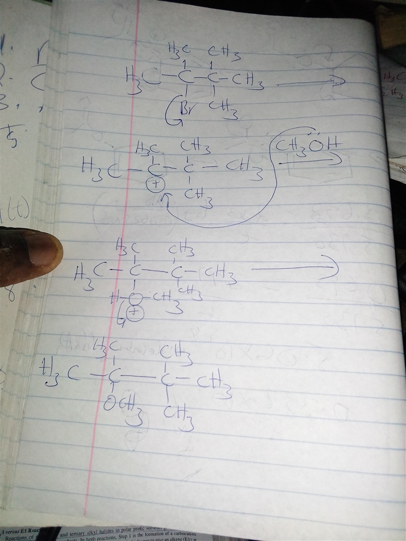 Propose a mechanism and predict the products for the solvolysis of 2-bromo-2,3,3-trimethylbutane-example-1