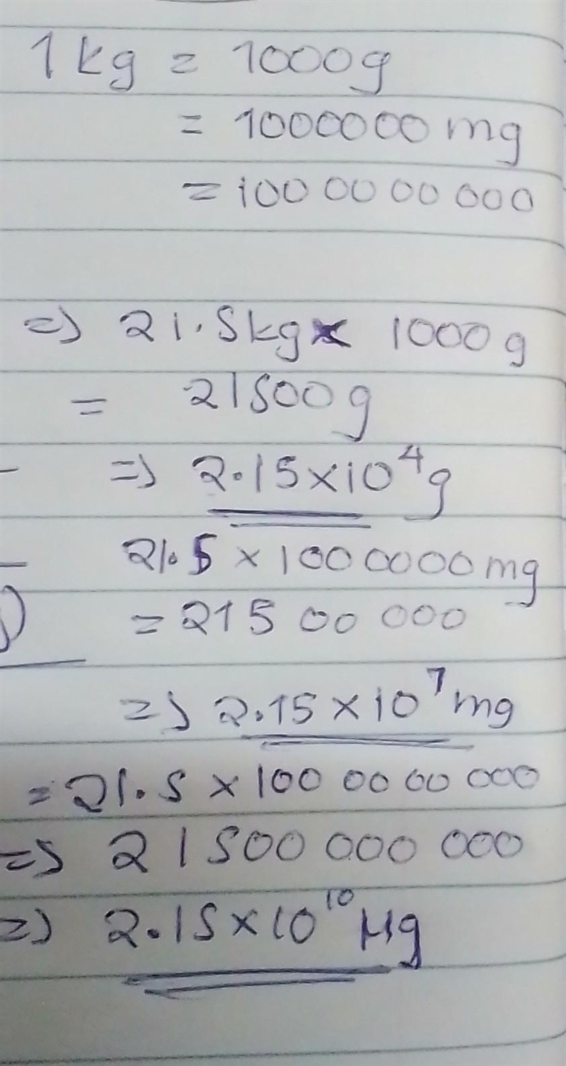 If a dog has a mass of 21.5 kg, what is its mass in the following units? Use scientific-example-1