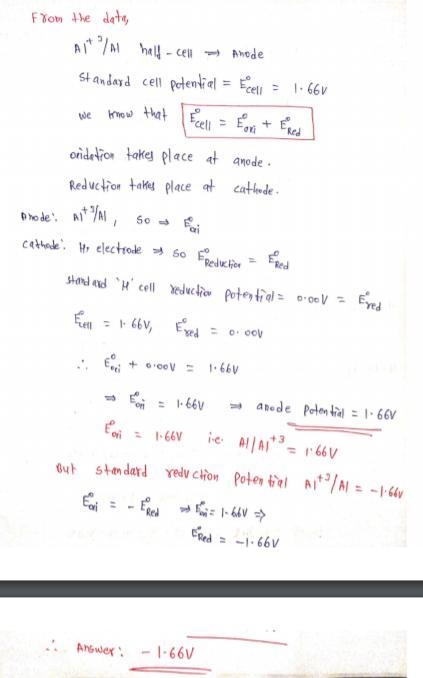 A galvanic cell consists of a Al3 /Al half-cell and a standard hydrogen electrode-example-1