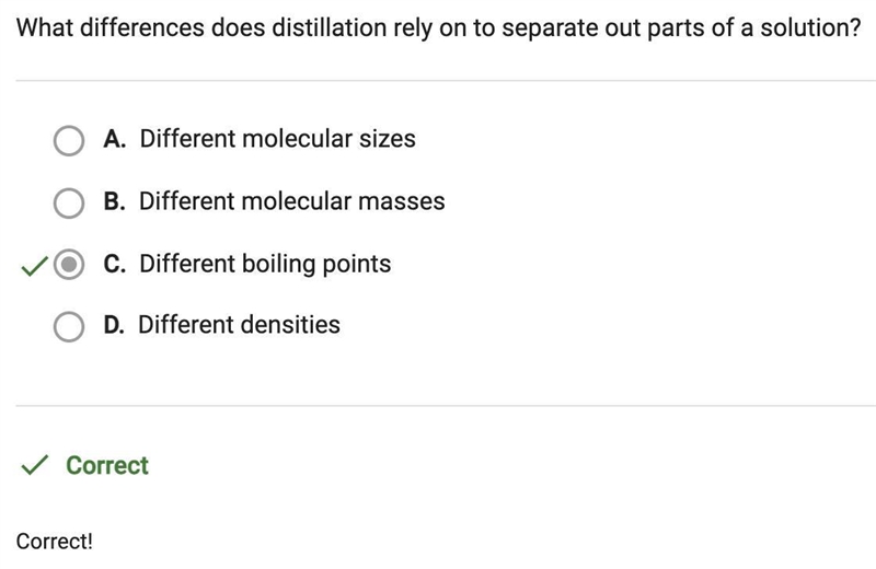 What differences does distillation rely on to separate out parts of a solution? O-example-1