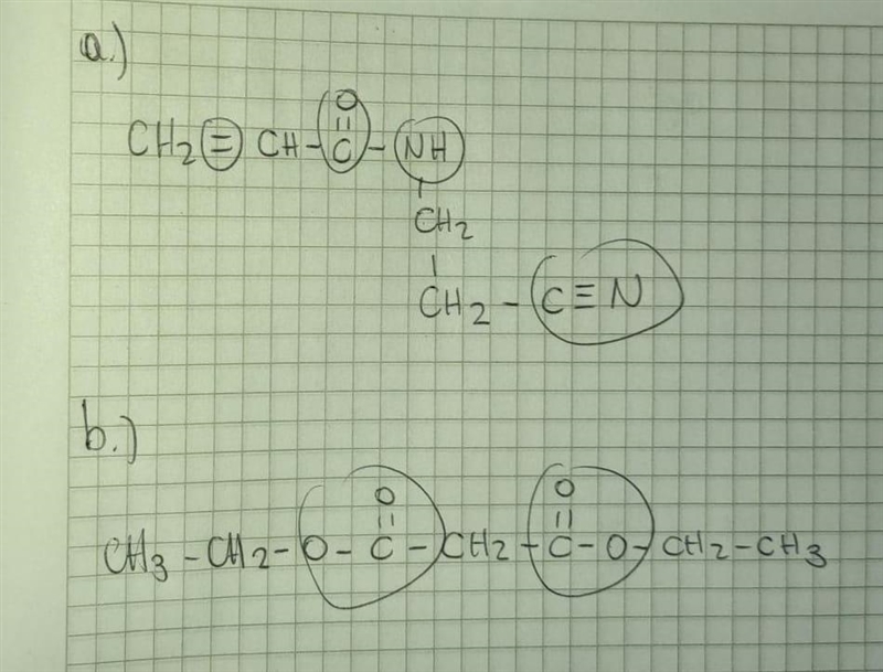 Draw the full structures of these compounds and identify the functional groups. a-example-1