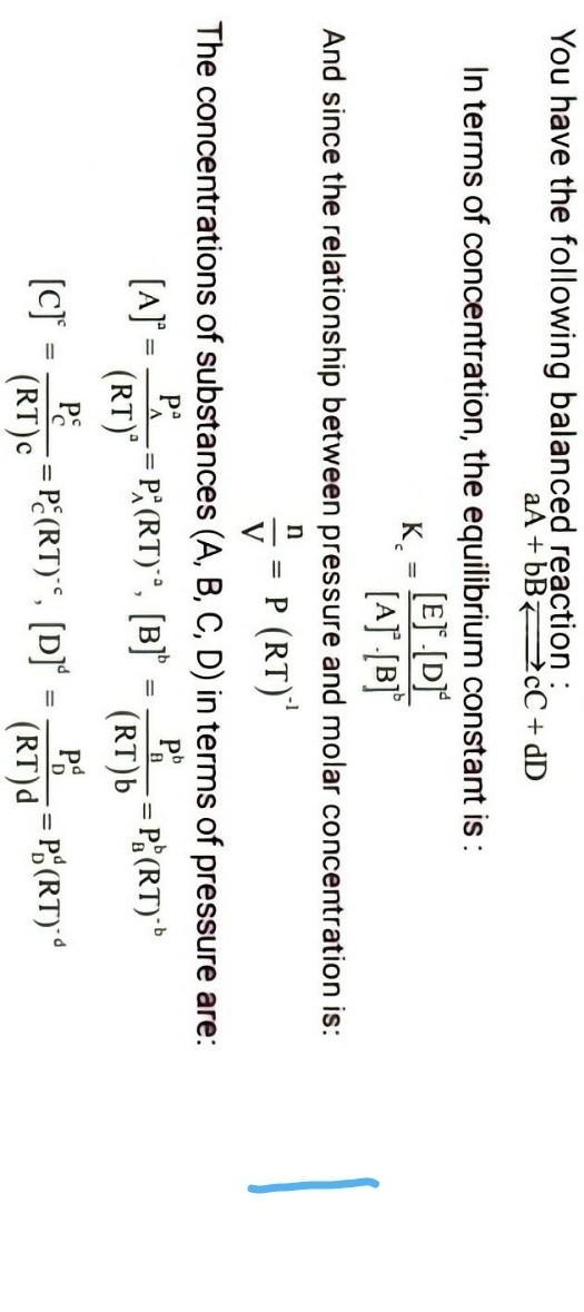 Prove the equilibrium law of pressure kp=kc(RT)^delta n-example-1