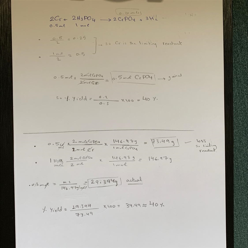 6. What is the limiting reagent when 0.50 mol of Cr and 1.0 mol of H3PO4 react according-example-1