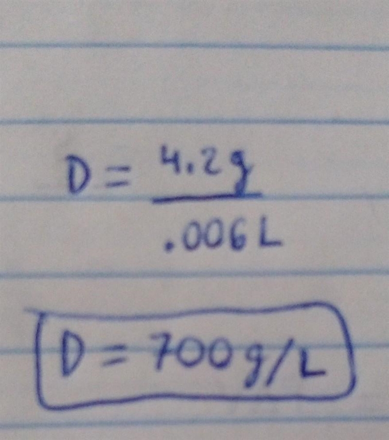 Ype the correct answer in the box. Calculate the density of the substance. A sample-example-1