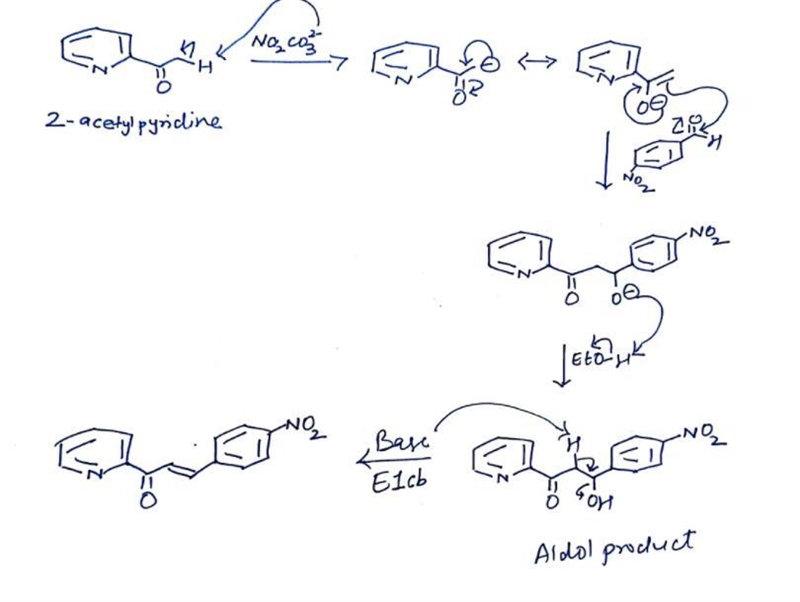 Write a mechanism for the conversion of the aldol addition product, 3-hydroxy-3-(4-nitrophenyl-example-1