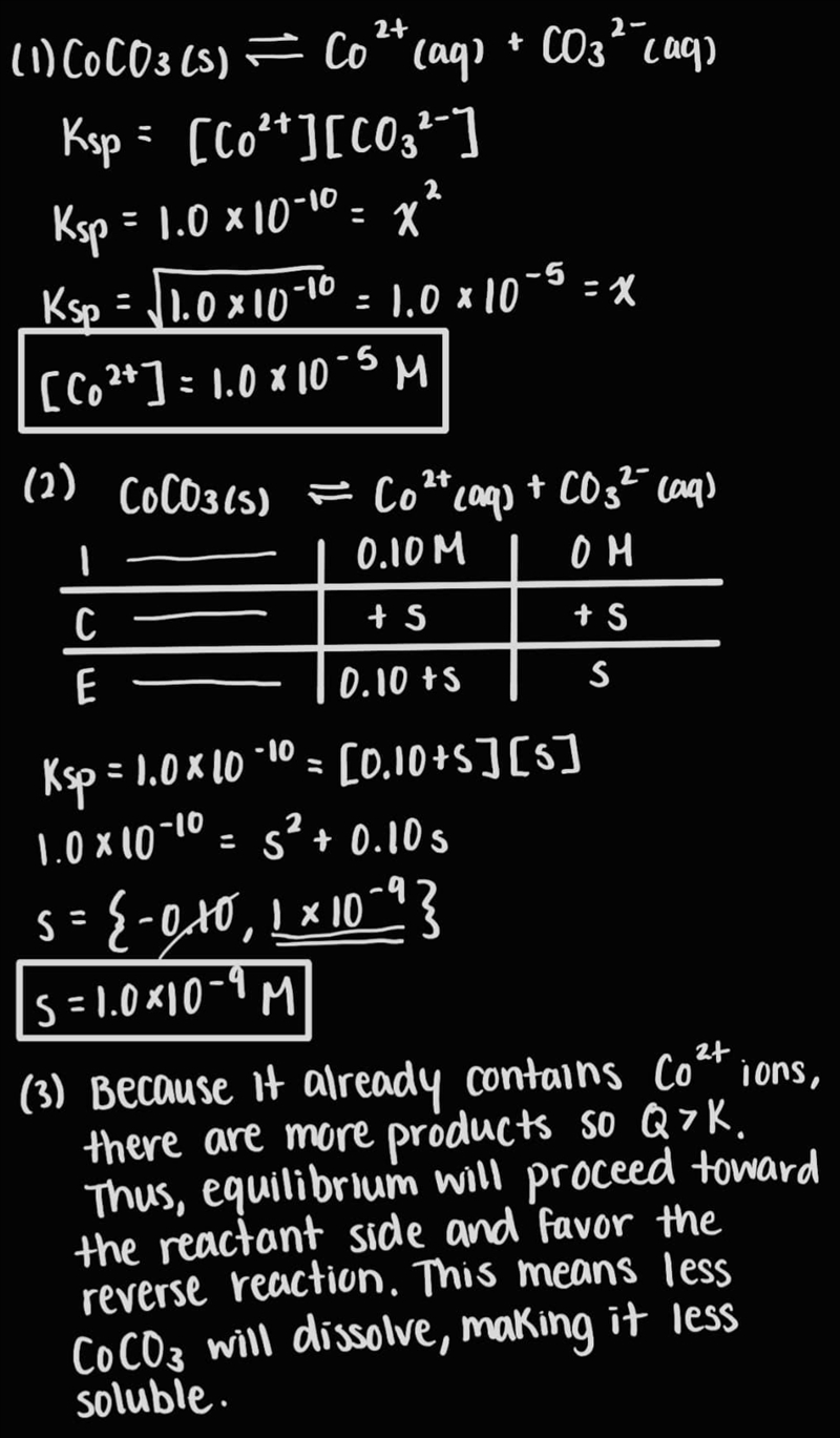 Answer the following questions about the solubility of CoCO3(s). The value of Ksp-example-1