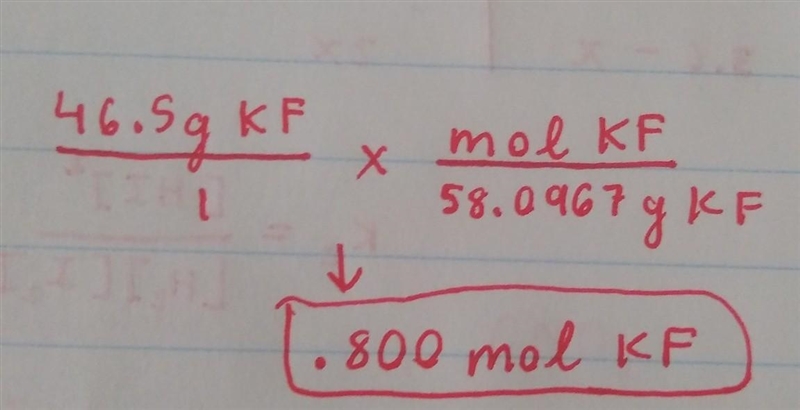 How many moles of KF are present in 46.5 grams of KF-example-1