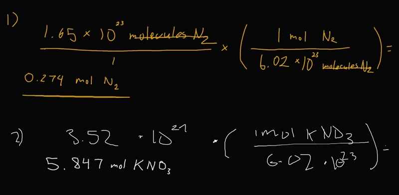 Can someone please answer Convert the following to moles (1-4) questions with explanation-example-1