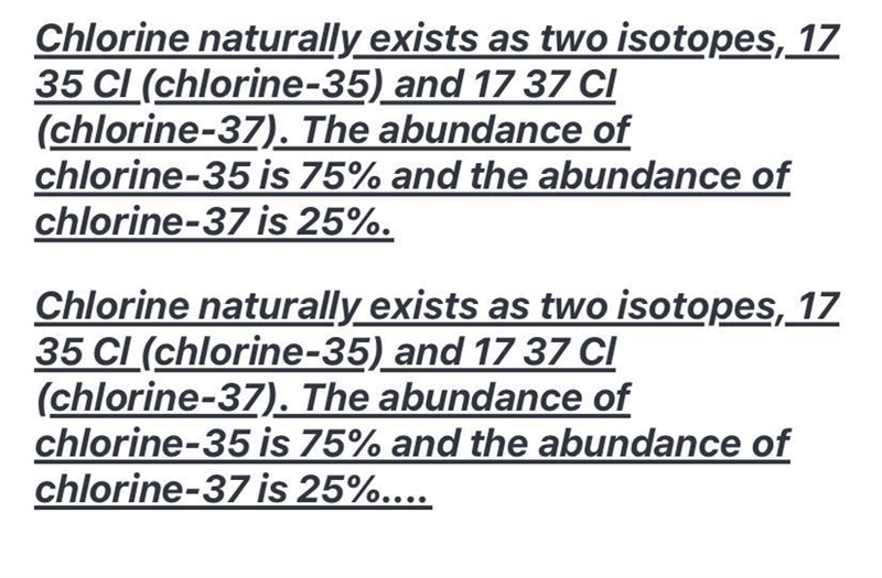 What would be the percent abundance of each isotope of the chlorine​-example-1