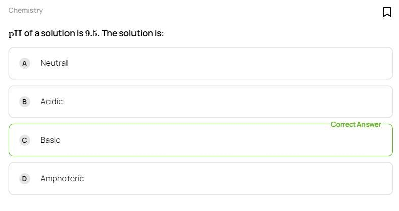 A solution has a pH of 9.5. Is the solution an acid or a base?-example-1