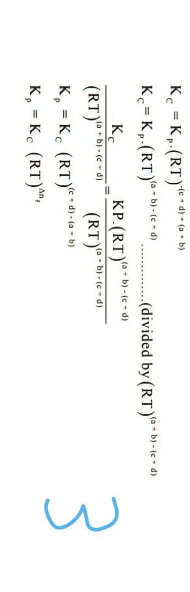 Prove the equilibrium law of pressure kp=kc(RT)^delta n-example-3