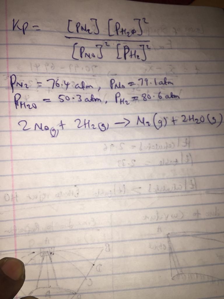 Nitrogen monoxide and hydrogen react to form nitrogen and water, like this: 2NO(g-example-2