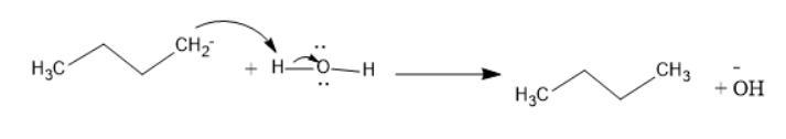 Draw the curved arrows showing a proton transfer reaction, and draw the products of-example-2