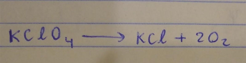 How to balance this equation KClO4 → KCl + ?O2(g) and what type of reaction occurs-example-1