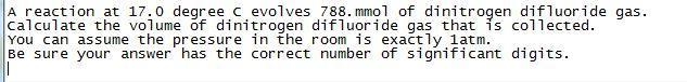 A reaction at evolves of dinitrogen monoxide gas. Calculate the volume of dinitrogen-example-1