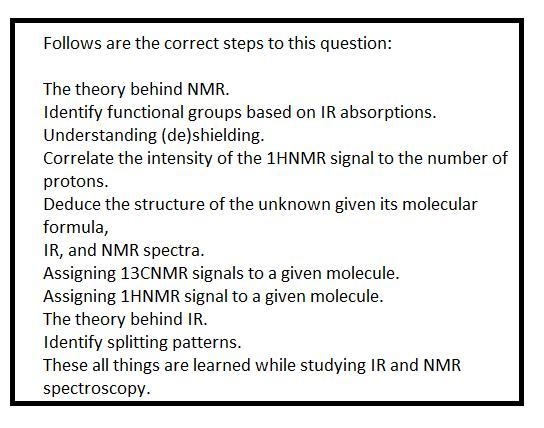 Infrared (IR) and Nuclear Magnetic Resonance (NMR) are two spectroscopic techniques-example-1