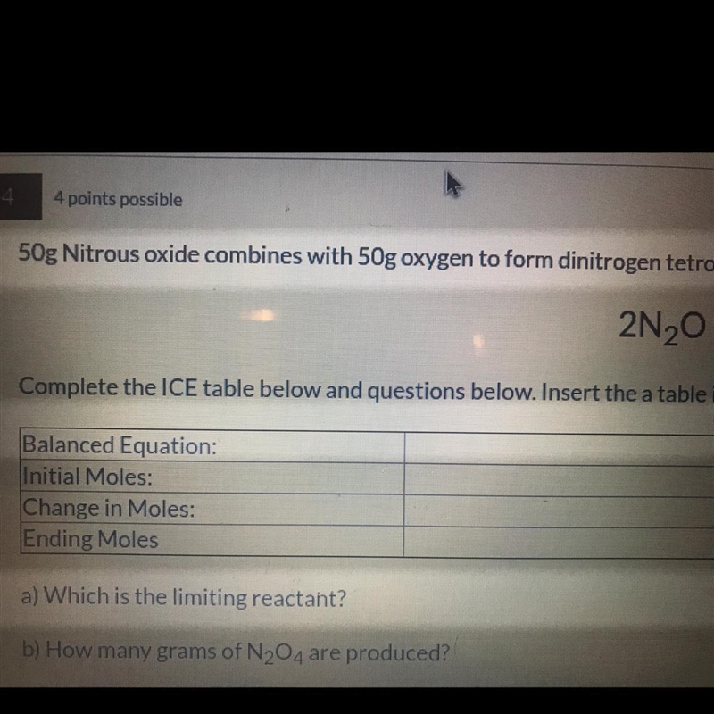 50g nitrous oxide combines with 50g oxygen form dinitrogen tetroxide according to-example-1