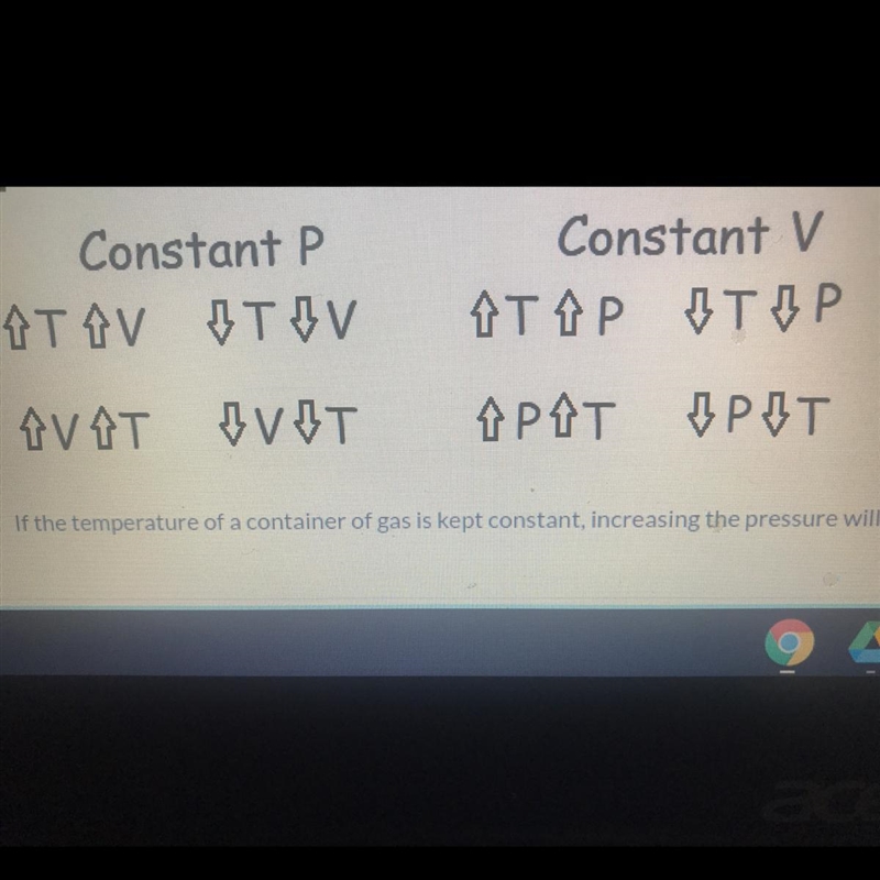 If the temperature of a container of gas is kept constant what happens to the pressure-example-1