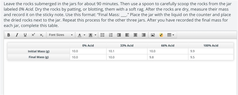 Calculate the percentage of limestone that dissolved from each solution. Start by-example-1