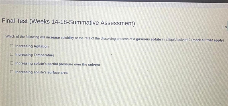 Which of the following will increase solubility the rate of the dissolving process-example-1