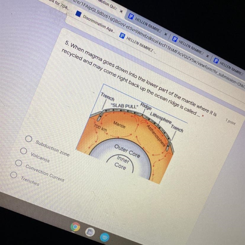 When magma goes down into the lower part of the mantie where it is recycled and may-example-1