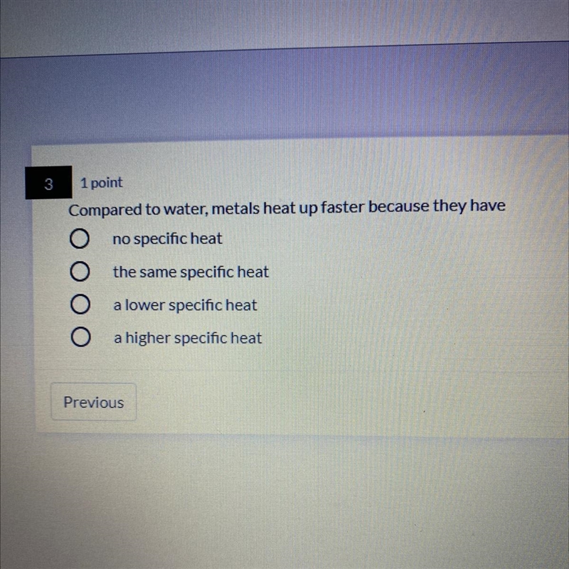 Compared to water, metals heat up faster because they have-example-1