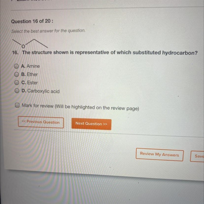 16. The structure shown is representative of which substituted hydrocarbon?-example-1