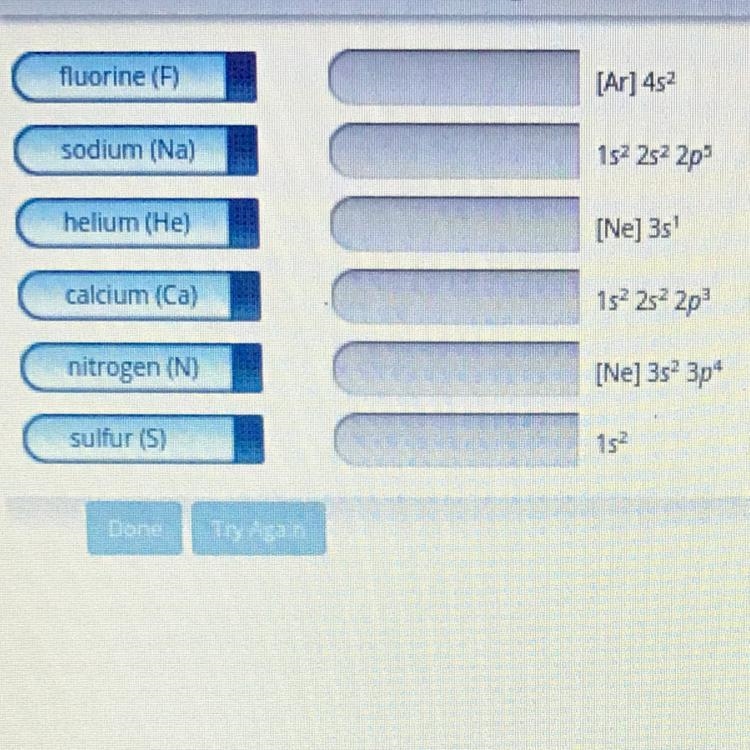 Match the atoms to their correct electron configuration. (Answer choices in photo-example-1