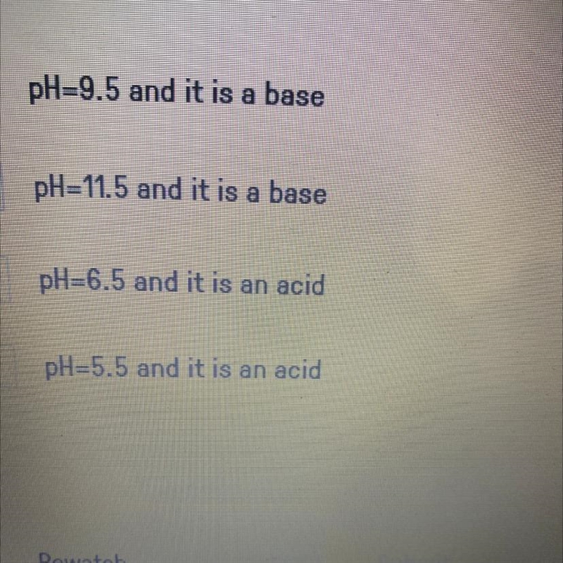 5. What is the pH of a solution with p0H= 8.5? Is this an acid, base, or neutral?-example-1