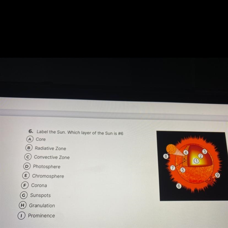 Label the sun. which layer of the sun is #6?-example-1