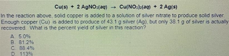 Cu(s) + 2 AgNO3(aq) Cu(NO3)2(aq) + 2 Ag(s) 14. In the reaction above solid copper-example-1