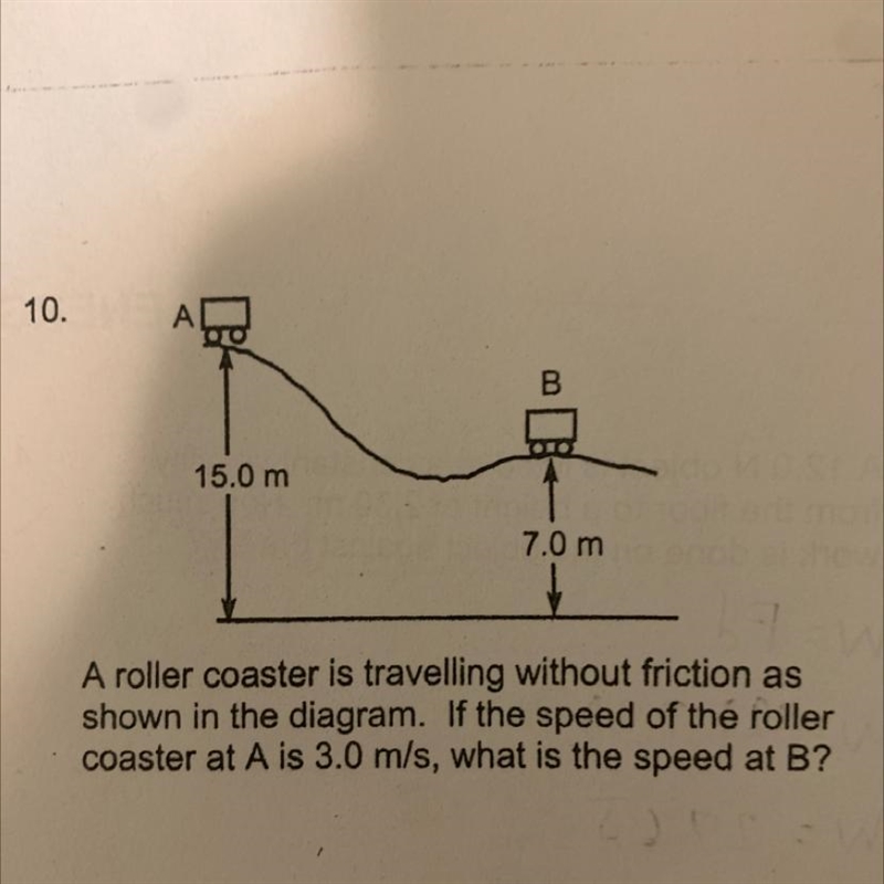 A roller coaster is travelling without friction as shown in the diagram. If the speed-example-1