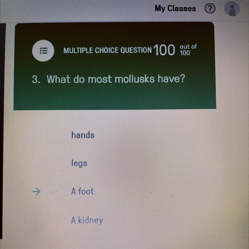 What do most mollusks have? C-example-1