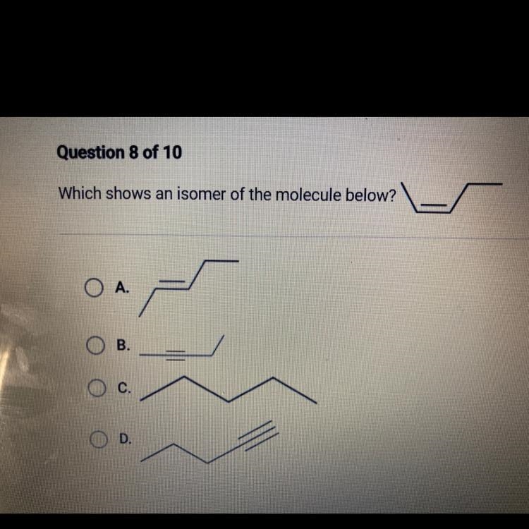 Which shows an isomer of the molecule below?-example-1