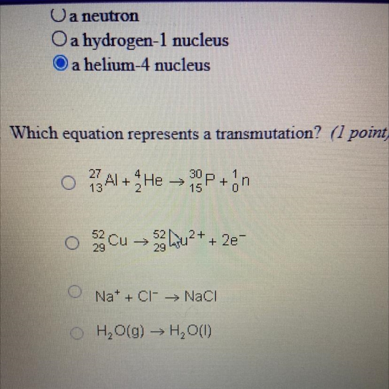 Which equation represents a transmutation?-example-1