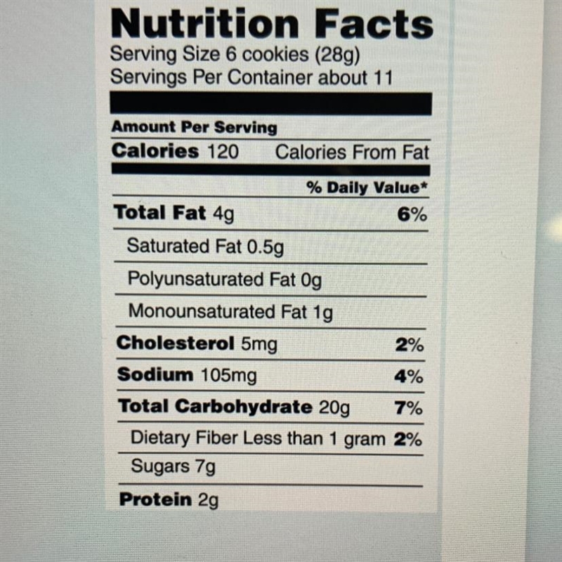 How much energy is contained in the six-cookie serving size recommended on the label-example-1