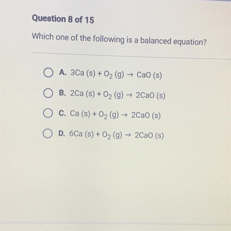 Which one of the following is a balanced equation?-example-1